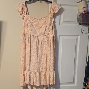Arizona Peach Floral dress with tie and cut out back